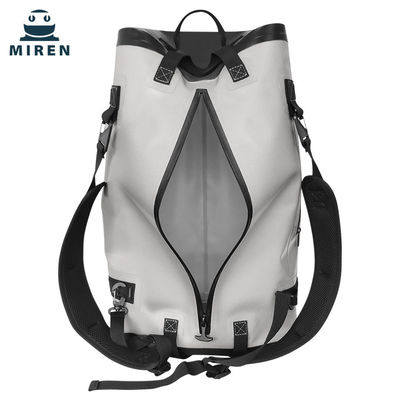 Bahan TPU 50L Tas Ransel Tahan Air Abu-abu Muda Untuk Perjalanan Luar Ruangan