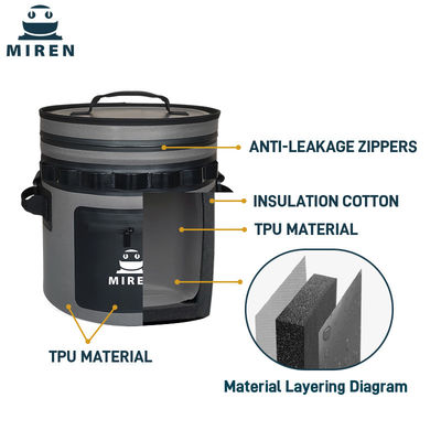 25 Bisa Warna Abu-abu Gelap Bulat Dingin dan Waterproof Soft Cooler Bag untuk Petualangan Luar Ruangan