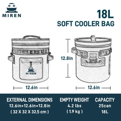 25 Bisa Warna Abu-abu Gelap Bulat Dingin dan Waterproof Soft Cooler Bag untuk Petualangan Luar Ruangan